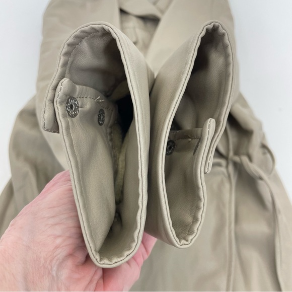 ❣️🎉HP🎉❣️Zara Blogger Favorite Faux Leather Wrap Dress XL Taupe/Tan - Picture 13 of 15